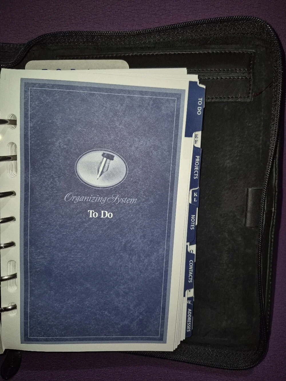 Kirkland Signature 7 Ring Binder Classic Planner Black Premium Leather Zip Case